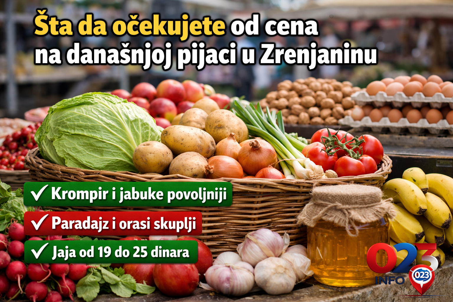 Cene na pijaci u Zrenjaninu danas – pregled cena voća, povrća i drugih proizvoda