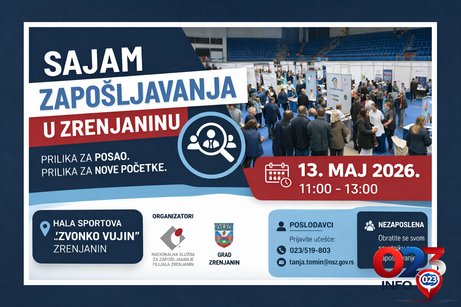 Sajam zapošljavanja u Zrenjaninu 13. maja 2026