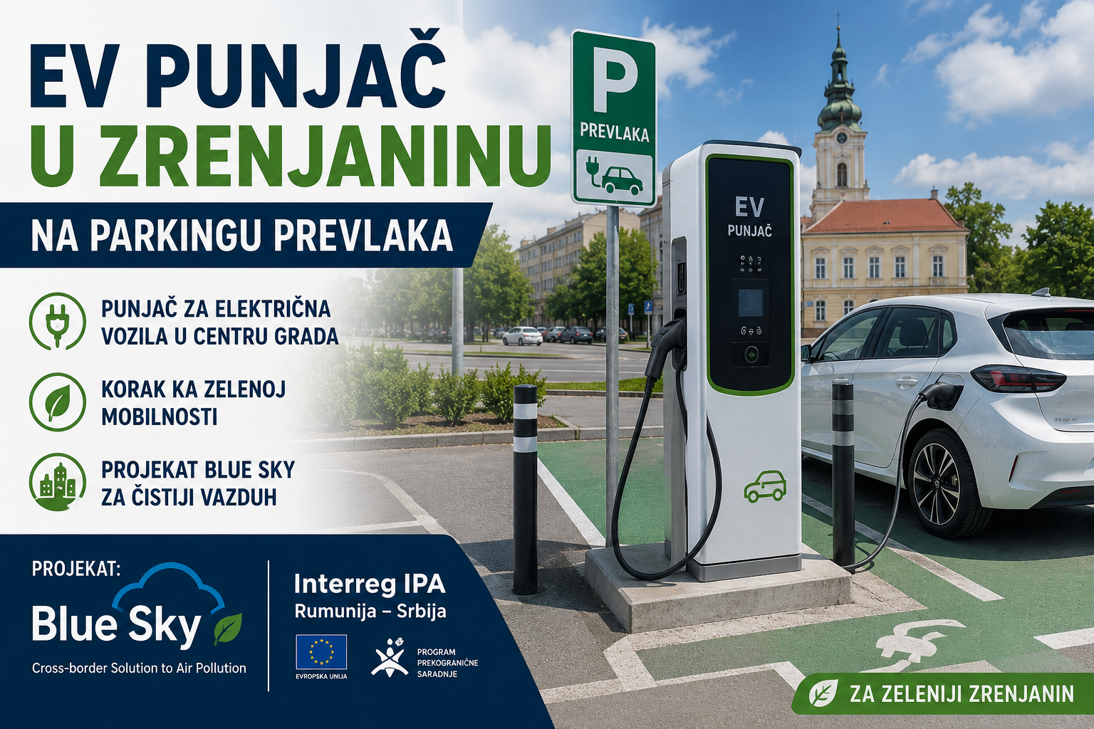 EV punjač u Zrenjaninu na parkingu Prevlaka